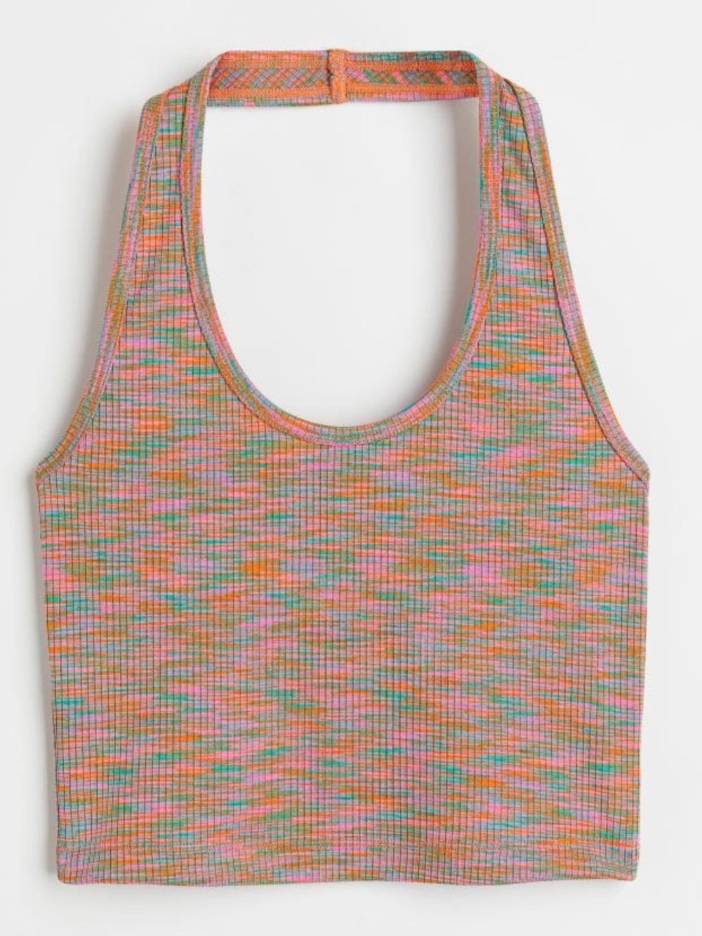 Divided By H&M Multicolor Space Dye Ribbed Halter Crop Top